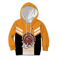 Personalized Funny Turkey Bowling Kid Hoodie with Cartoon Pins Thanksgiving - Wonder Print Shop