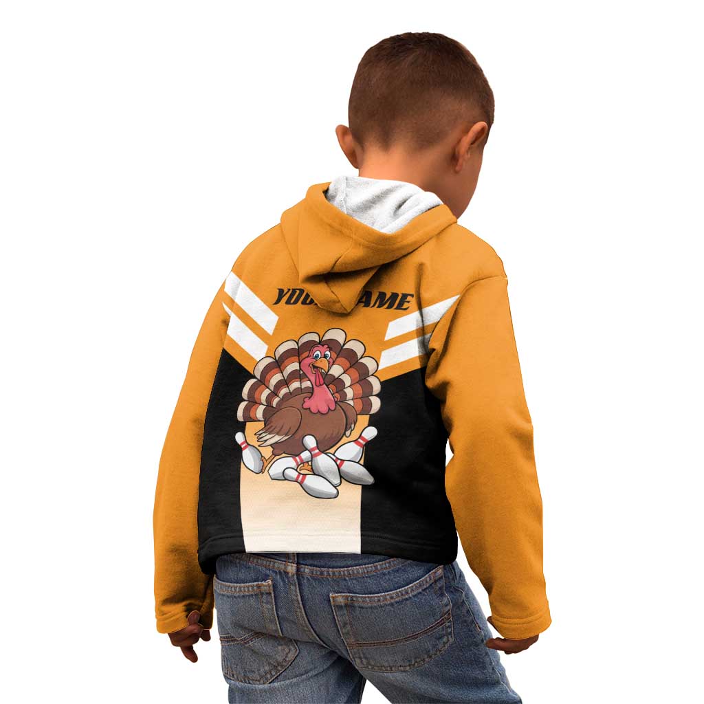 Personalized Funny Turkey Bowling Kid Hoodie with Cartoon Pins Thanksgiving - Wonder Print Shop
