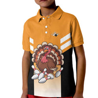 Personalized Funny Turkey Bowling Kid Polo Shirt with Cartoon Pins Thanksgiving - Wonder Print Shop