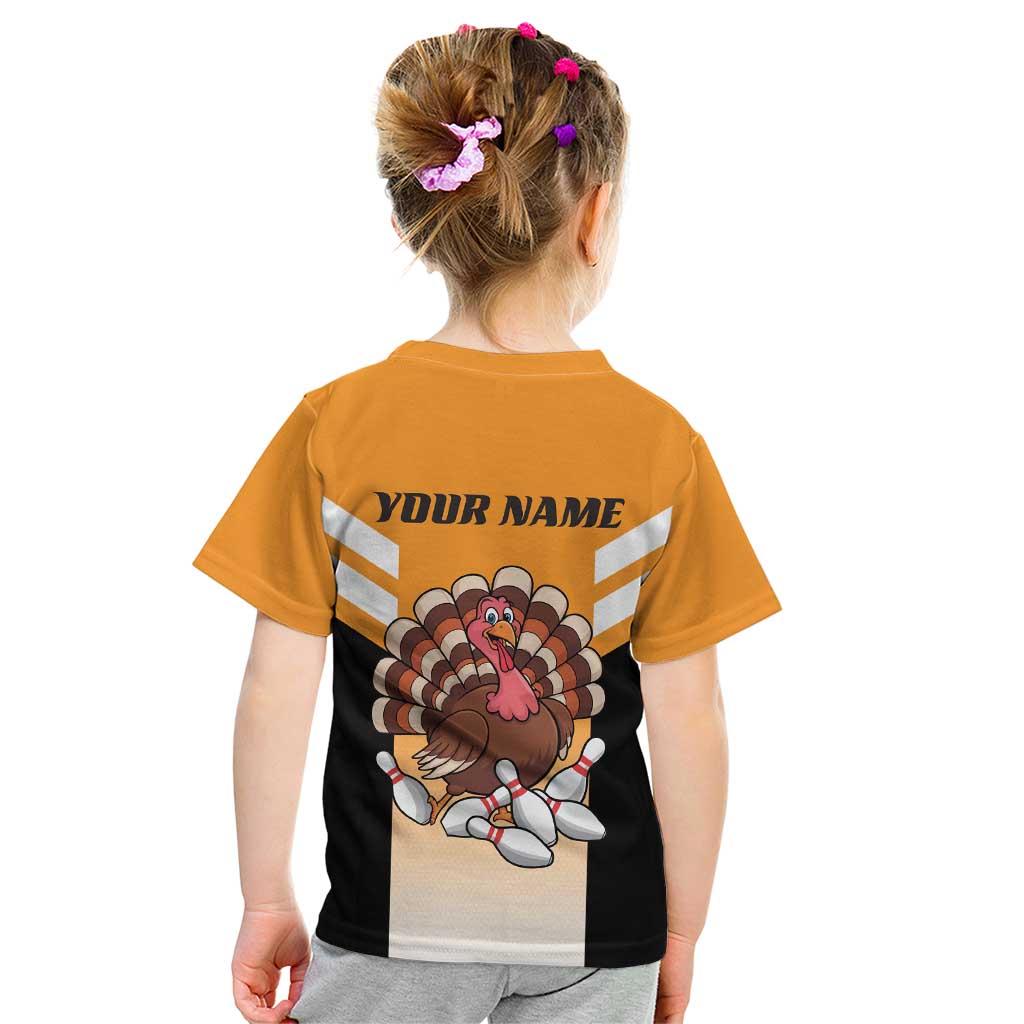 Personalized Funny Turkey Bowling Kid T Shirt with Cartoon Pins Thanksgiving - Wonder Print Shop