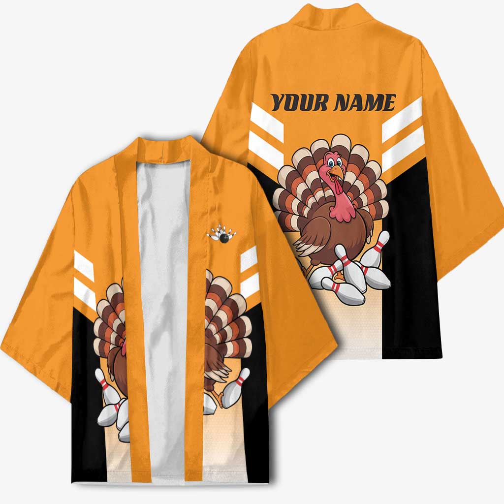 Personalized Funny Turkey Bowling Kimono with Cartoon Pins Thanksgiving - Wonder Print Shop