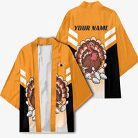 Personalized Funny Turkey Bowling Kimono with Cartoon Pins Thanksgiving - Wonder Print Shop