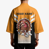 Personalized Funny Turkey Bowling Kimono with Cartoon Pins Thanksgiving - Wonder Print Shop