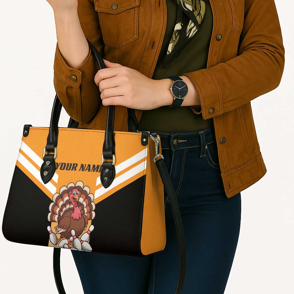 Personalized Funny Turkey Bowling Leather Bag with Cartoon Pins Thanksgiving - Wonder Print Shop