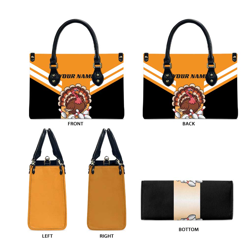 Personalized Funny Turkey Bowling Leather Bag with Cartoon Pins Thanksgiving - Wonder Print Shop