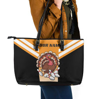 Personalized Funny Turkey Bowling Leather Tote Bag with Cartoon Pins Thanksgiving - Wonder Print Shop