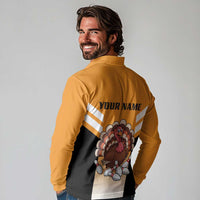 Personalized Funny Turkey Bowling Long Sleeve Polo Shirt with Cartoon Pins Thanksgiving - Wonder Print Shop