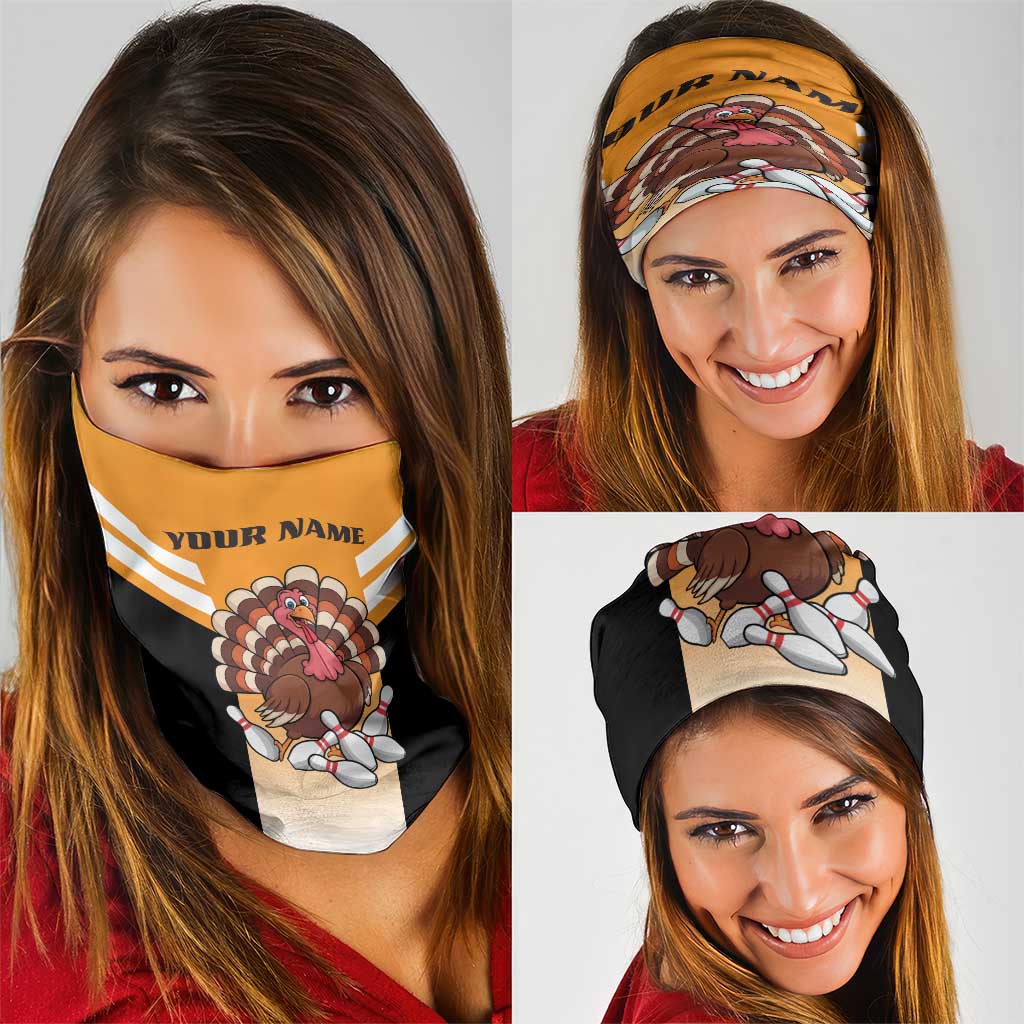 Personalized Funny Turkey Bowling Neck Gaiter with Cartoon Pins Thanksgiving - Wonder Print Shop