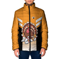 Personalized Funny Turkey Bowling Padded Jacket with Cartoon Pins Thanksgiving - Wonder Print Shop