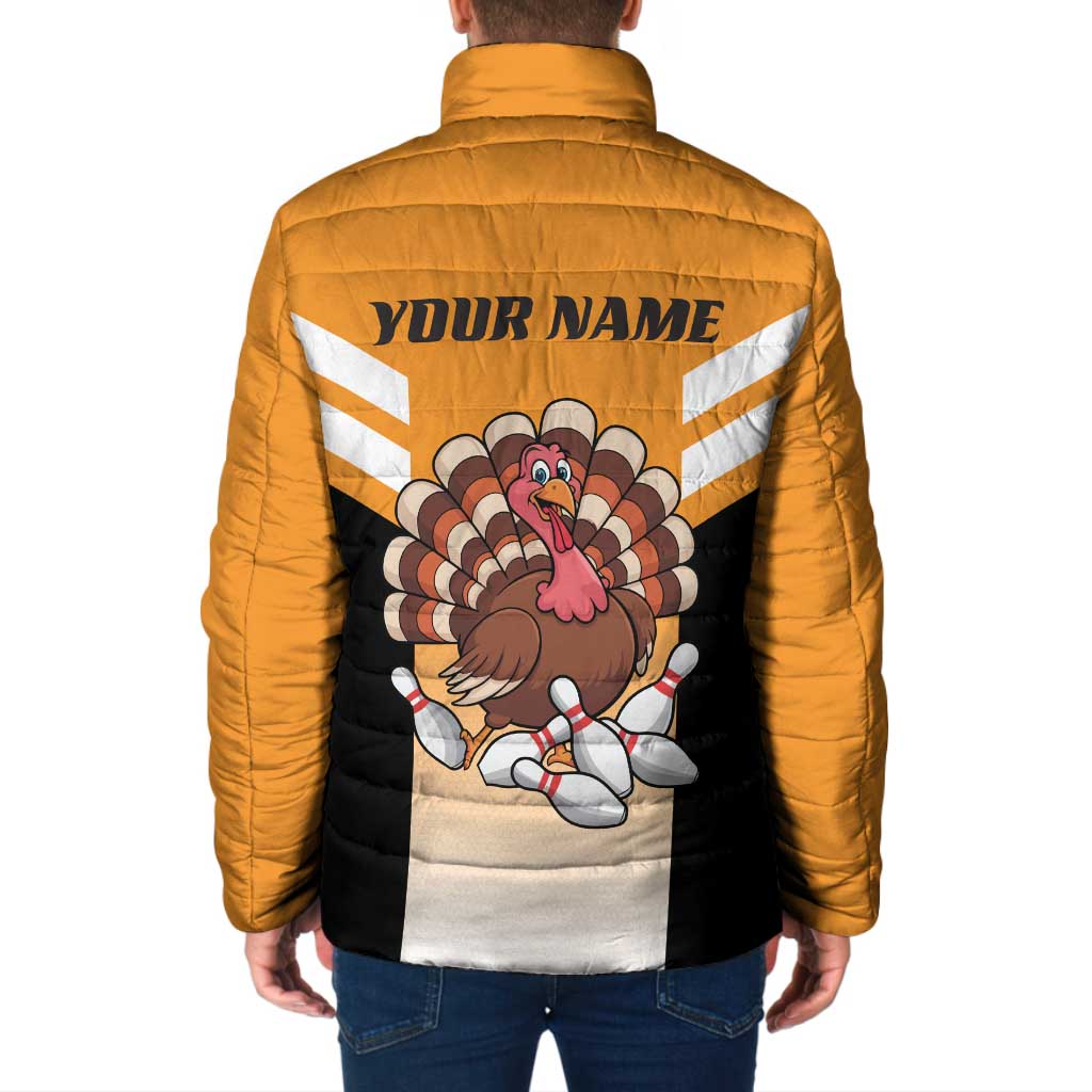 Personalized Funny Turkey Bowling Padded Jacket with Cartoon Pins Thanksgiving - Wonder Print Shop