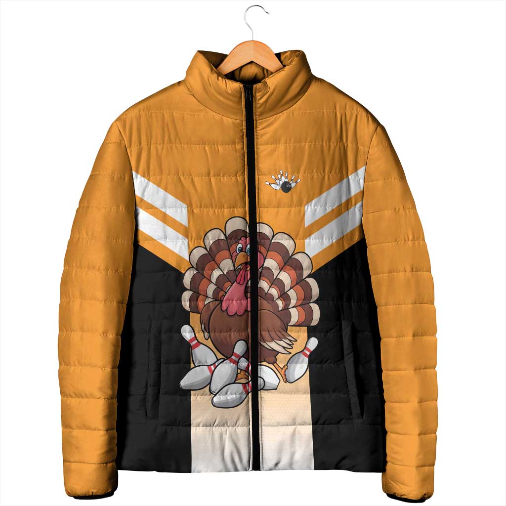 Personalized Funny Turkey Bowling Padded Jacket with Cartoon Pins Thanksgiving - Wonder Print Shop