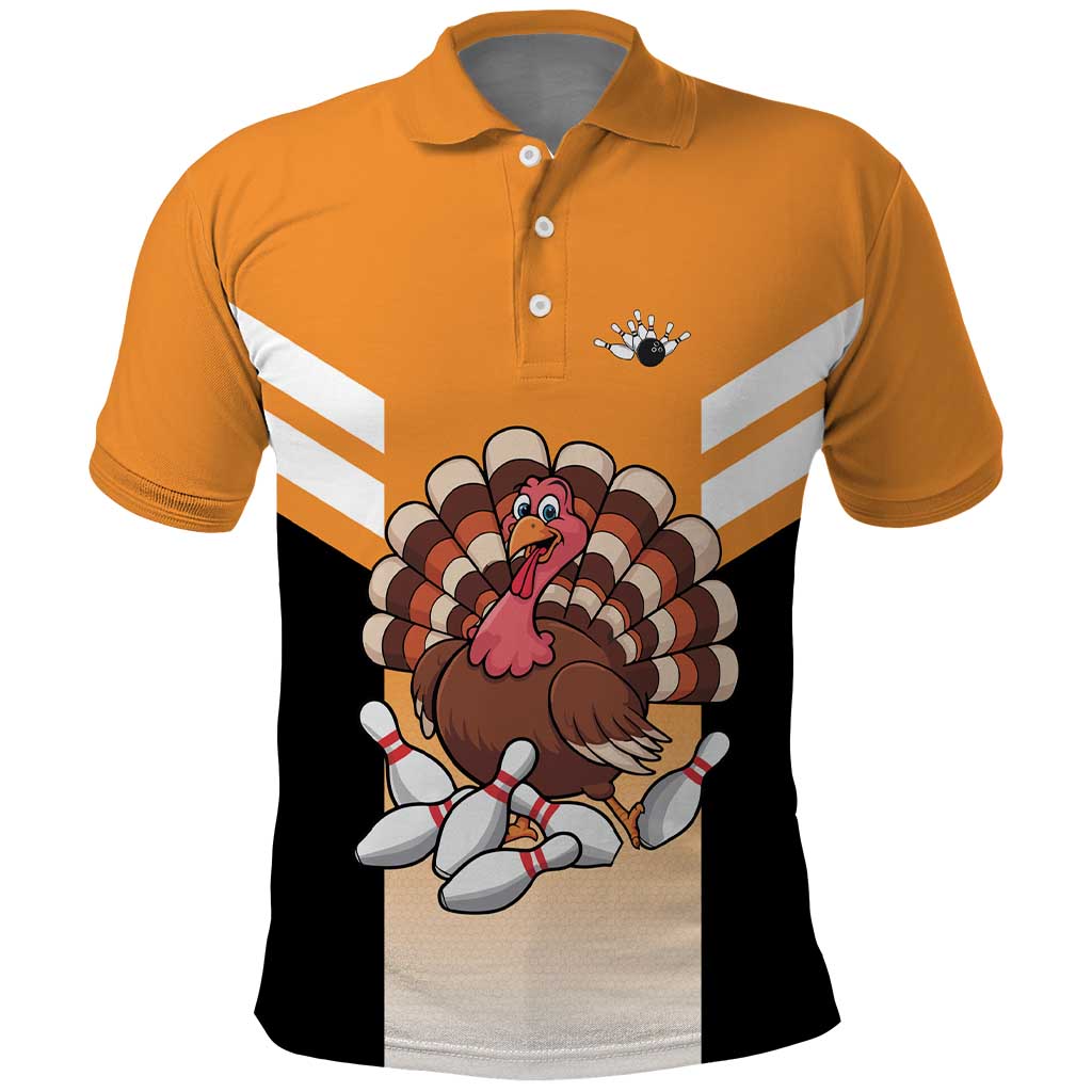 Personalized Funny Turkey Bowling Polo Shirt with Cartoon Pins Thanksgiving - Wonder Print Shop