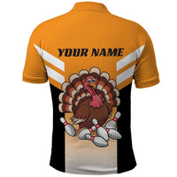 Personalized Funny Turkey Bowling Polo Shirt with Cartoon Pins Thanksgiving - Wonder Print Shop