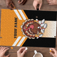 Personalized Funny Turkey Bowling Puzzle with Cartoon Pins Thanksgiving - Wonder Print Shop
