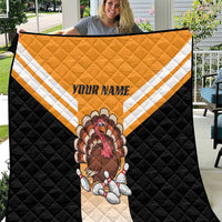 Personalized Funny Turkey Bowling Quilt with Cartoon Pins Thanksgiving - Wonder Print Shop