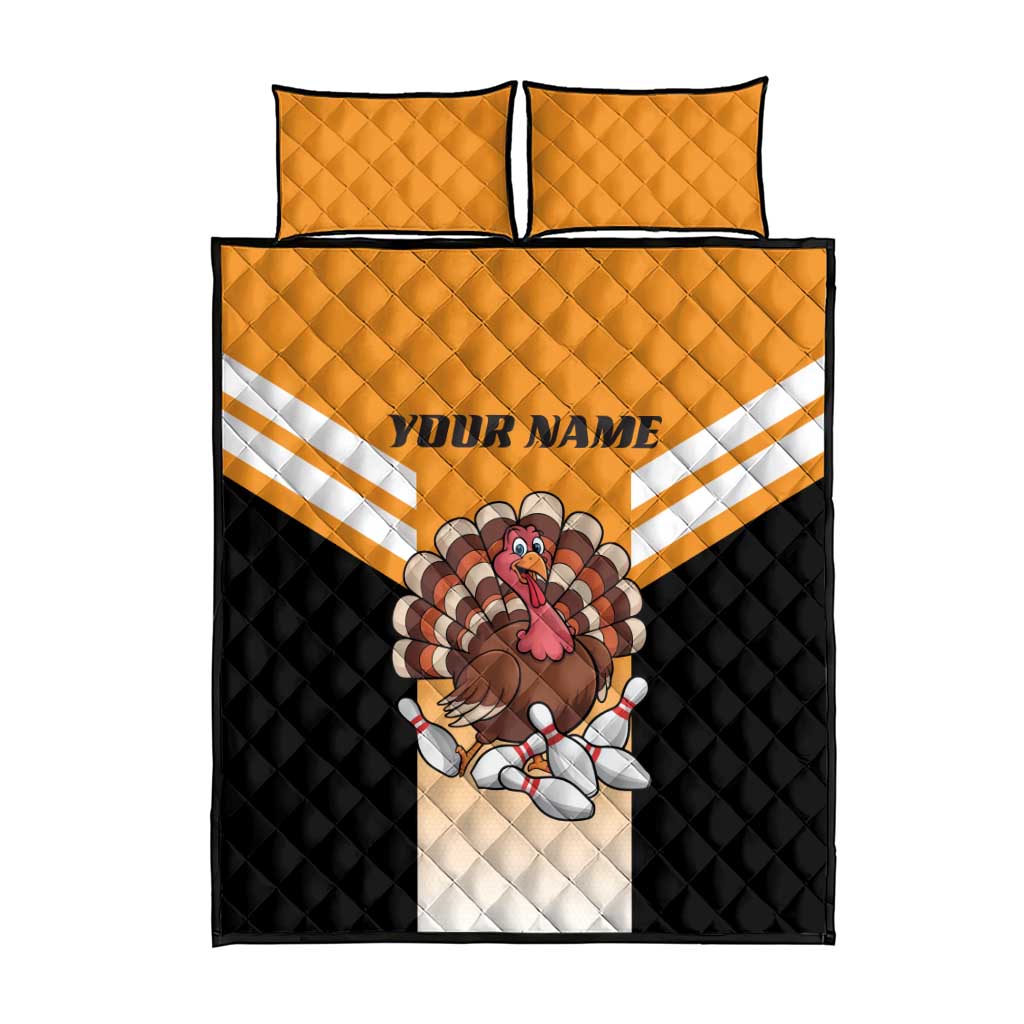 Personalized Funny Turkey Bowling Quilt Bed Set with Cartoon Pins Thanksgiving - Wonder Print Shop
