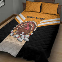 Personalized Funny Turkey Bowling Quilt Bed Set with Cartoon Pins Thanksgiving - Wonder Print Shop