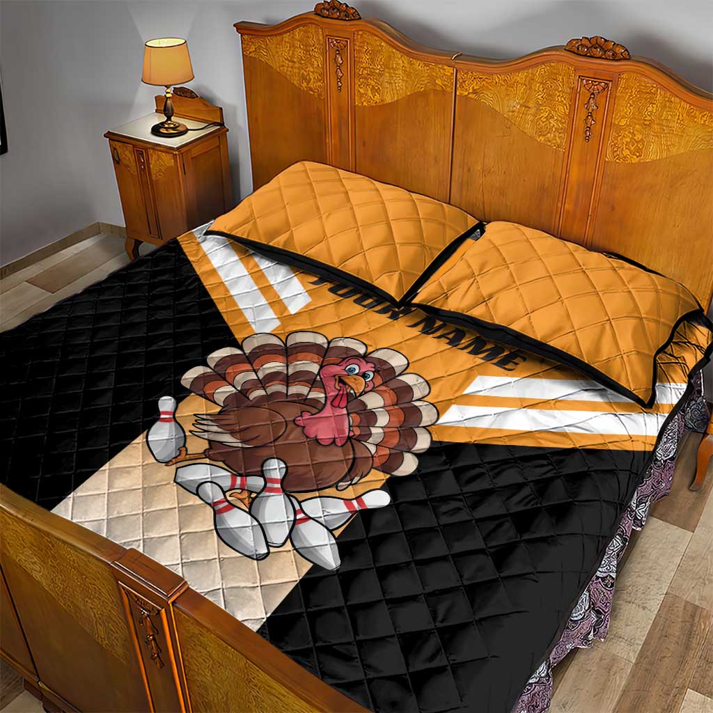 Personalized Funny Turkey Bowling Quilt Bed Set with Cartoon Pins Thanksgiving - Wonder Print Shop