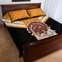 Personalized Funny Turkey Bowling Quilt Bed Set with Cartoon Pins Thanksgiving - Wonder Print Shop