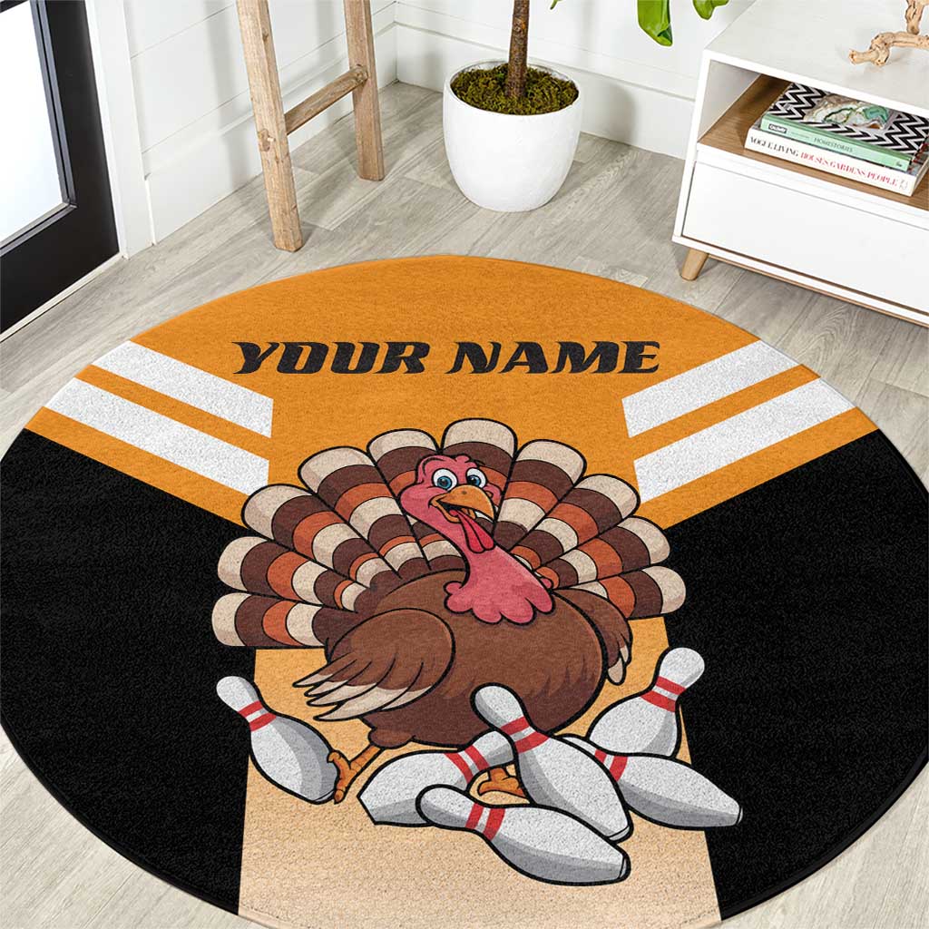Personalized Funny Turkey Bowling Round Carpet with Cartoon Pins Thanksgiving - Wonder Print Shop