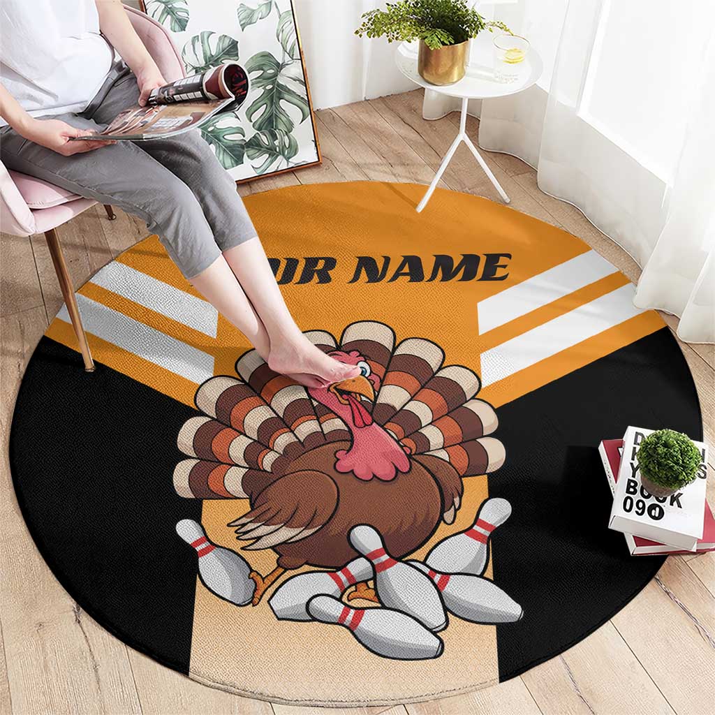 Personalized Funny Turkey Bowling Round Carpet with Cartoon Pins Thanksgiving - Wonder Print Shop