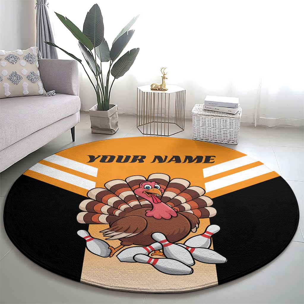 Personalized Funny Turkey Bowling Round Carpet with Cartoon Pins Thanksgiving - Wonder Print Shop
