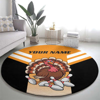 Personalized Funny Turkey Bowling Round Carpet with Cartoon Pins Thanksgiving - Wonder Print Shop