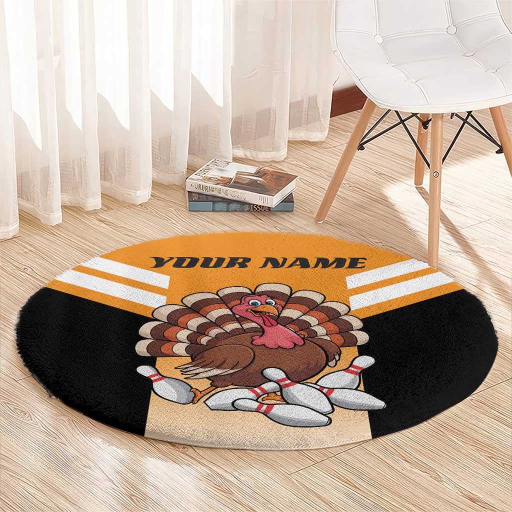 Personalized Funny Turkey Bowling Round Carpet with Cartoon Pins Thanksgiving - Wonder Print Shop
