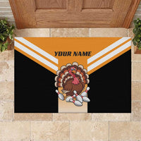 Personalized Funny Turkey Bowling Rubber Doormat with Cartoon Pins Thanksgiving - Wonder Print Shop
