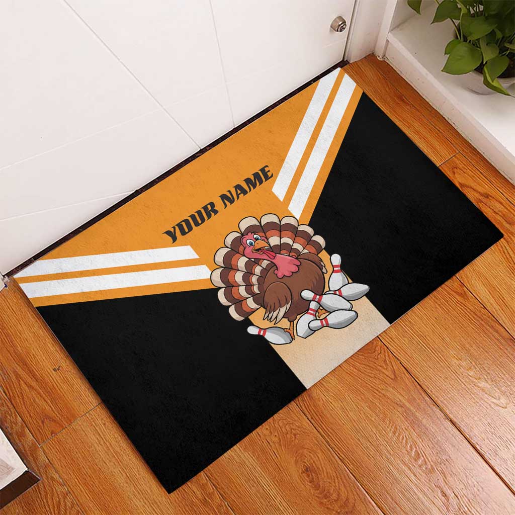 Personalized Funny Turkey Bowling Rubber Doormat with Cartoon Pins Thanksgiving - Wonder Print Shop