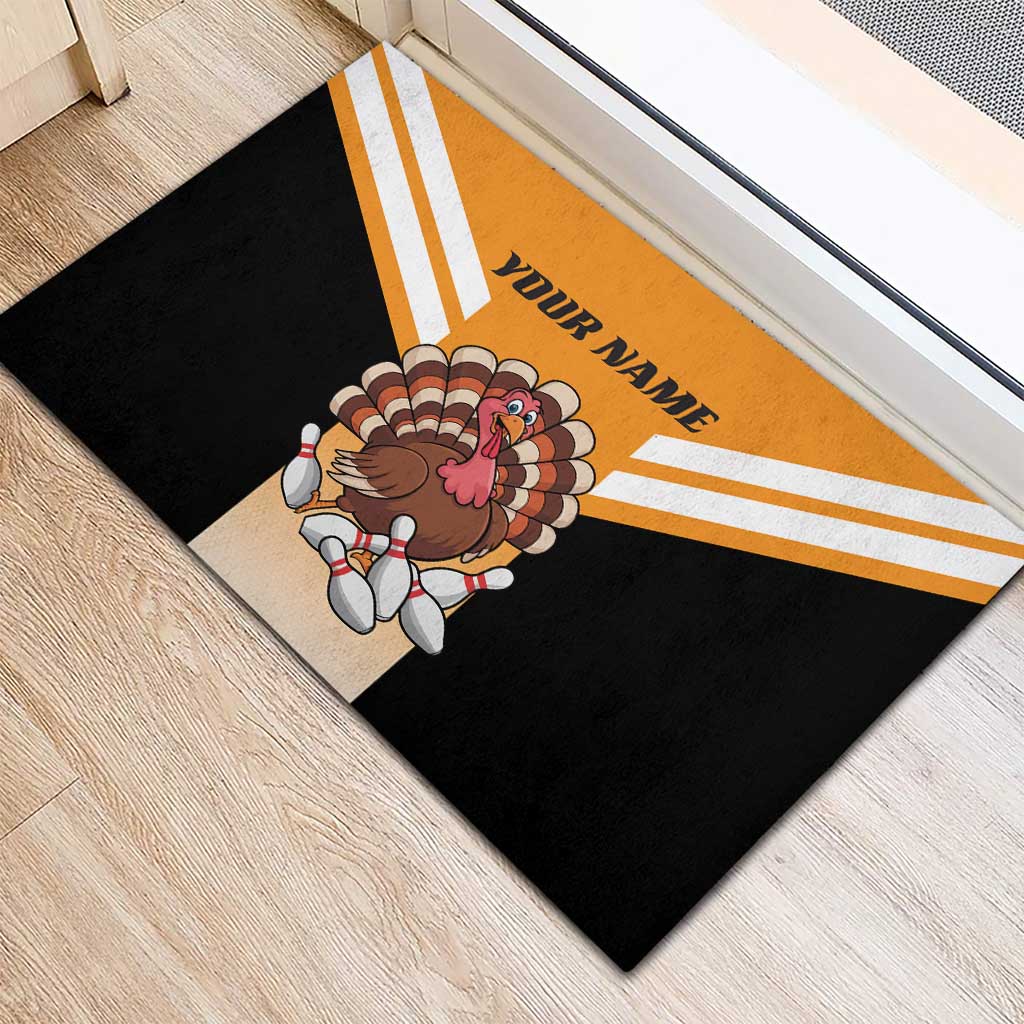 Personalized Funny Turkey Bowling Rubber Doormat with Cartoon Pins Thanksgiving - Wonder Print Shop