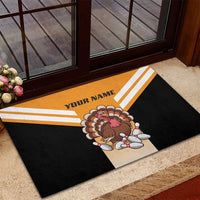 Personalized Funny Turkey Bowling Rubber Doormat with Cartoon Pins Thanksgiving - Wonder Print Shop