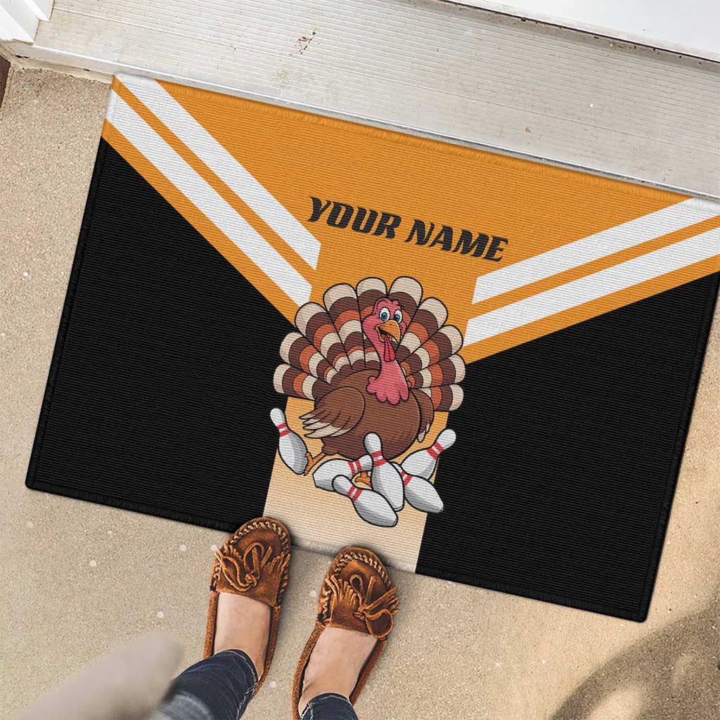 Personalized Funny Turkey Bowling Rubber Doormat with Cartoon Pins Thanksgiving - Wonder Print Shop