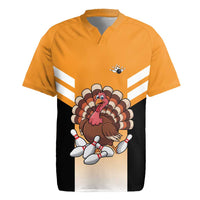 Personalized Funny Turkey Bowling Rugby Jersey with Cartoon Pins Thanksgiving - Wonder Print Shop
