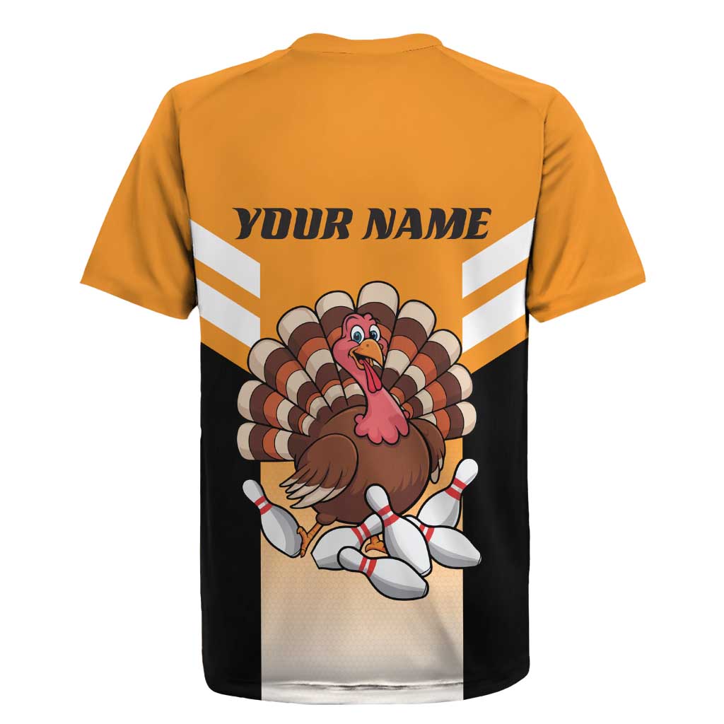 Personalized Funny Turkey Bowling Rugby Jersey with Cartoon Pins Thanksgiving - Wonder Print Shop
