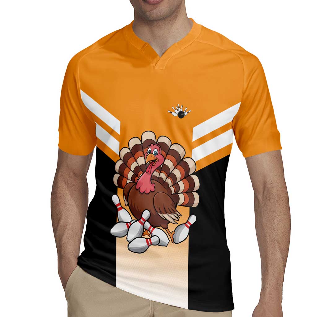 Personalized Funny Turkey Bowling Rugby Jersey with Cartoon Pins Thanksgiving - Wonder Print Shop