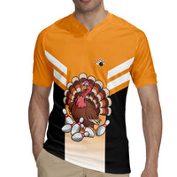 Personalized Funny Turkey Bowling Rugby Jersey with Cartoon Pins Thanksgiving - Wonder Print Shop