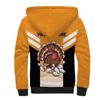 Personalized Funny Turkey Bowling Sherpa Hoodie with Cartoon Pins Thanksgiving - Wonder Print Shop