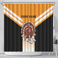 Personalized Funny Turkey Bowling Shower Curtain with Cartoon Pins Thanksgiving - Wonder Print Shop
