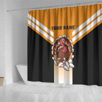 Personalized Funny Turkey Bowling Shower Curtain with Cartoon Pins Thanksgiving - Wonder Print Shop
