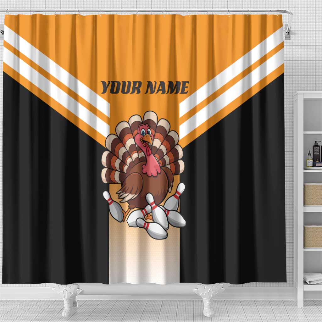 Personalized Funny Turkey Bowling Shower Curtain with Cartoon Pins Thanksgiving - Wonder Print Shop
