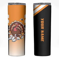 Personalized Funny Turkey Bowling Skinny Tumbler with Cartoon Pins Thanksgiving - Wonder Print Shop