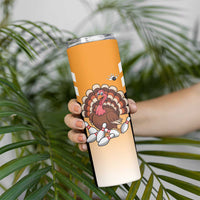 Personalized Funny Turkey Bowling Skinny Tumbler with Cartoon Pins Thanksgiving - Wonder Print Shop