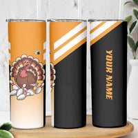 Personalized Funny Turkey Bowling Skinny Tumbler with Cartoon Pins Thanksgiving - Wonder Print Shop