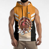 Personalized Funny Turkey Bowling Sleeveless Hoodie with Cartoon Pins Thanksgiving - Wonder Print Shop