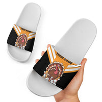Personalized Funny Turkey Bowling Slide Sandals with Cartoon Pins Thanksgiving - Wonder Print Shop