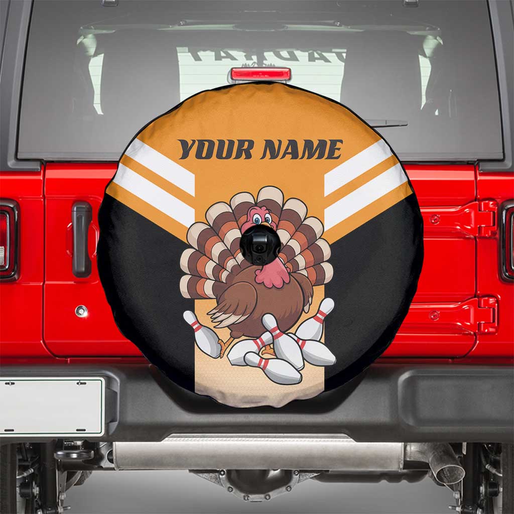 Personalized Funny Turkey Bowling Spare Tire Cover with Cartoon Pins Thanksgiving - Wonder Print Shop