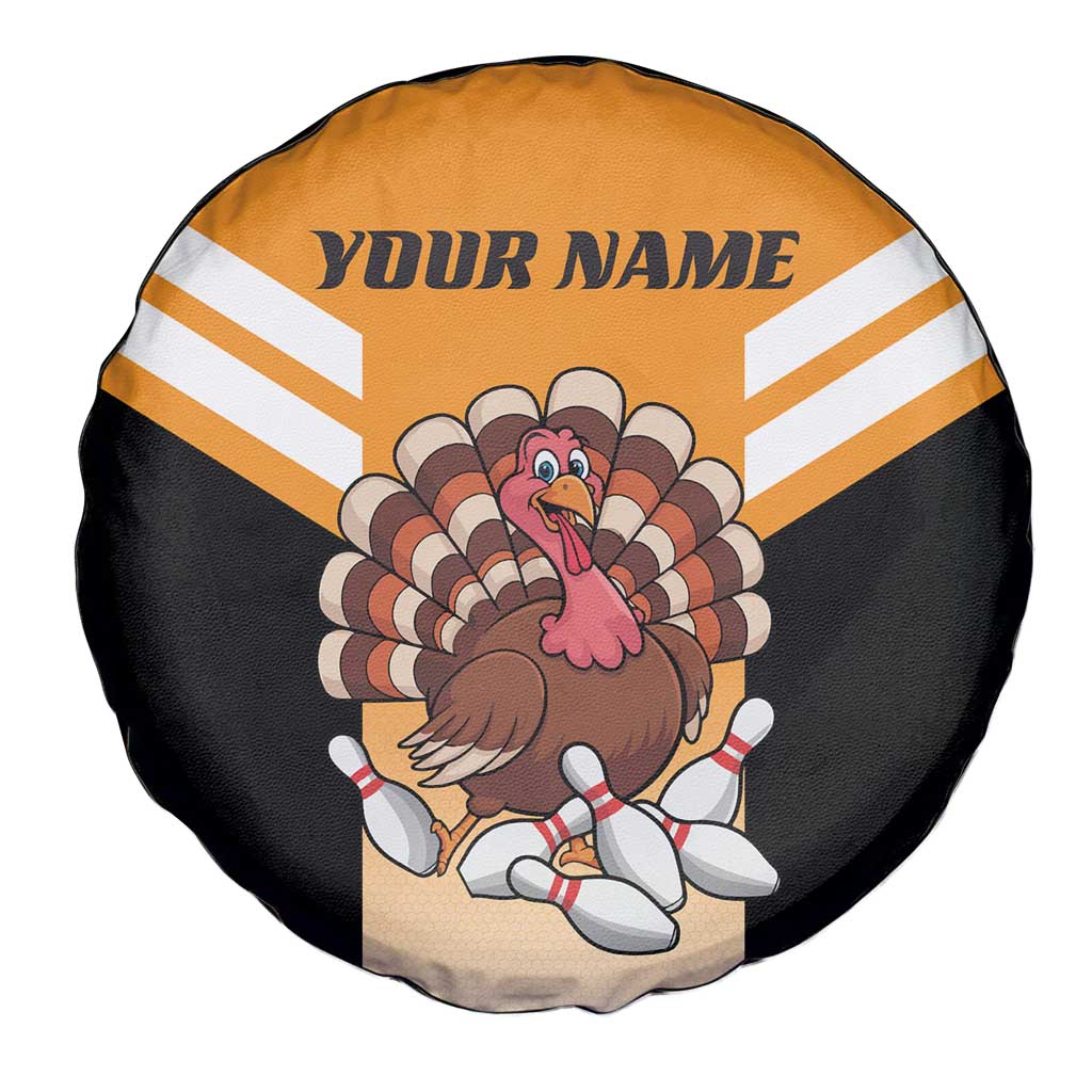 Personalized Funny Turkey Bowling Spare Tire Cover with Cartoon Pins Thanksgiving - Wonder Print Shop