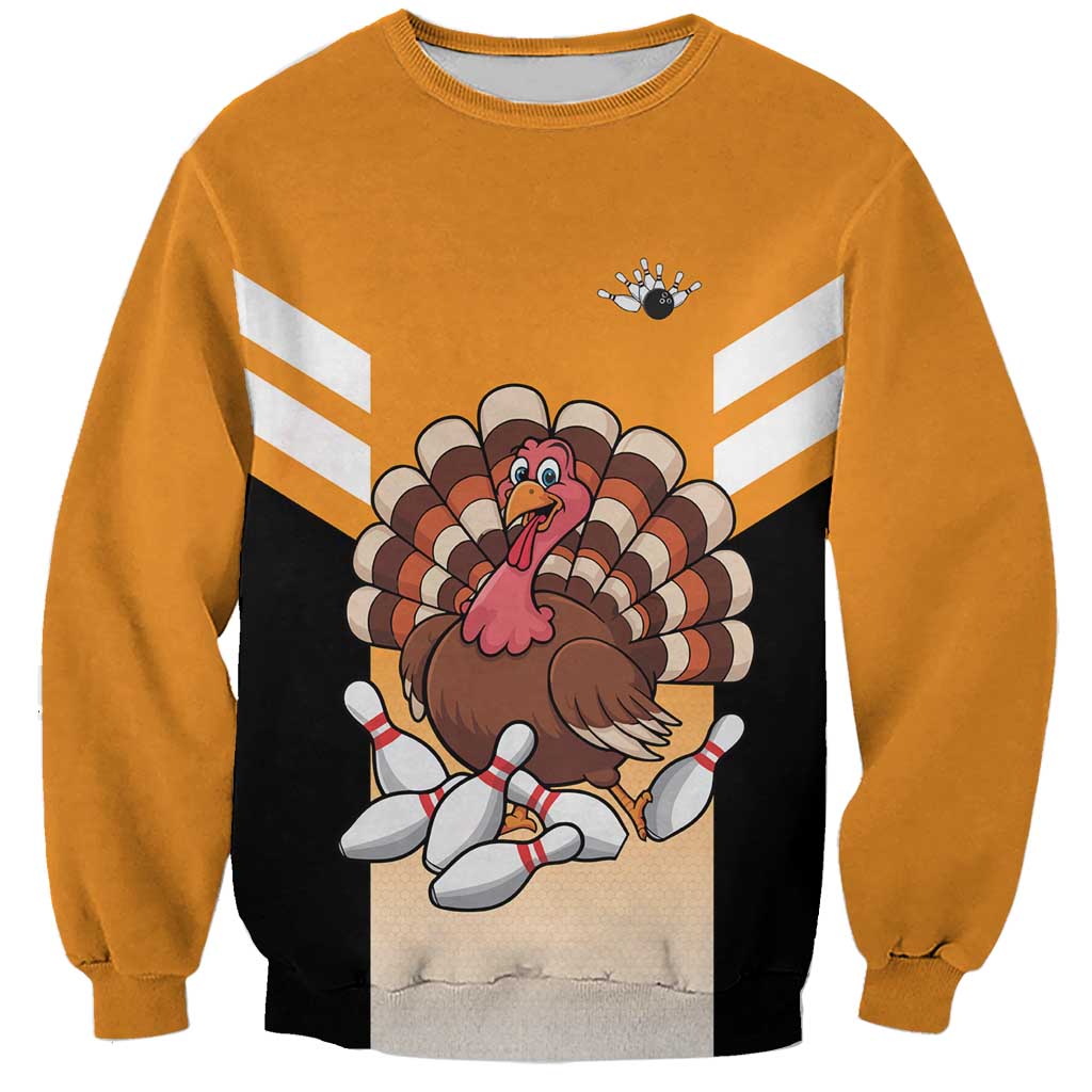 Personalized Funny Turkey Bowling Sweatshirt with Cartoon Pins Thanksgiving - Wonder Print Shop