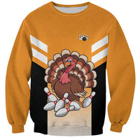 Personalized Funny Turkey Bowling Sweatshirt with Cartoon Pins Thanksgiving - Wonder Print Shop